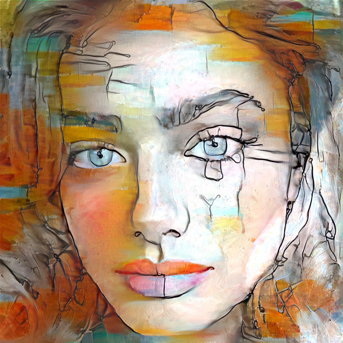 yael shelbia looking into camera ~ painting