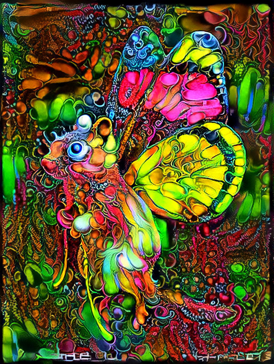 winged squirrel, psychadelic