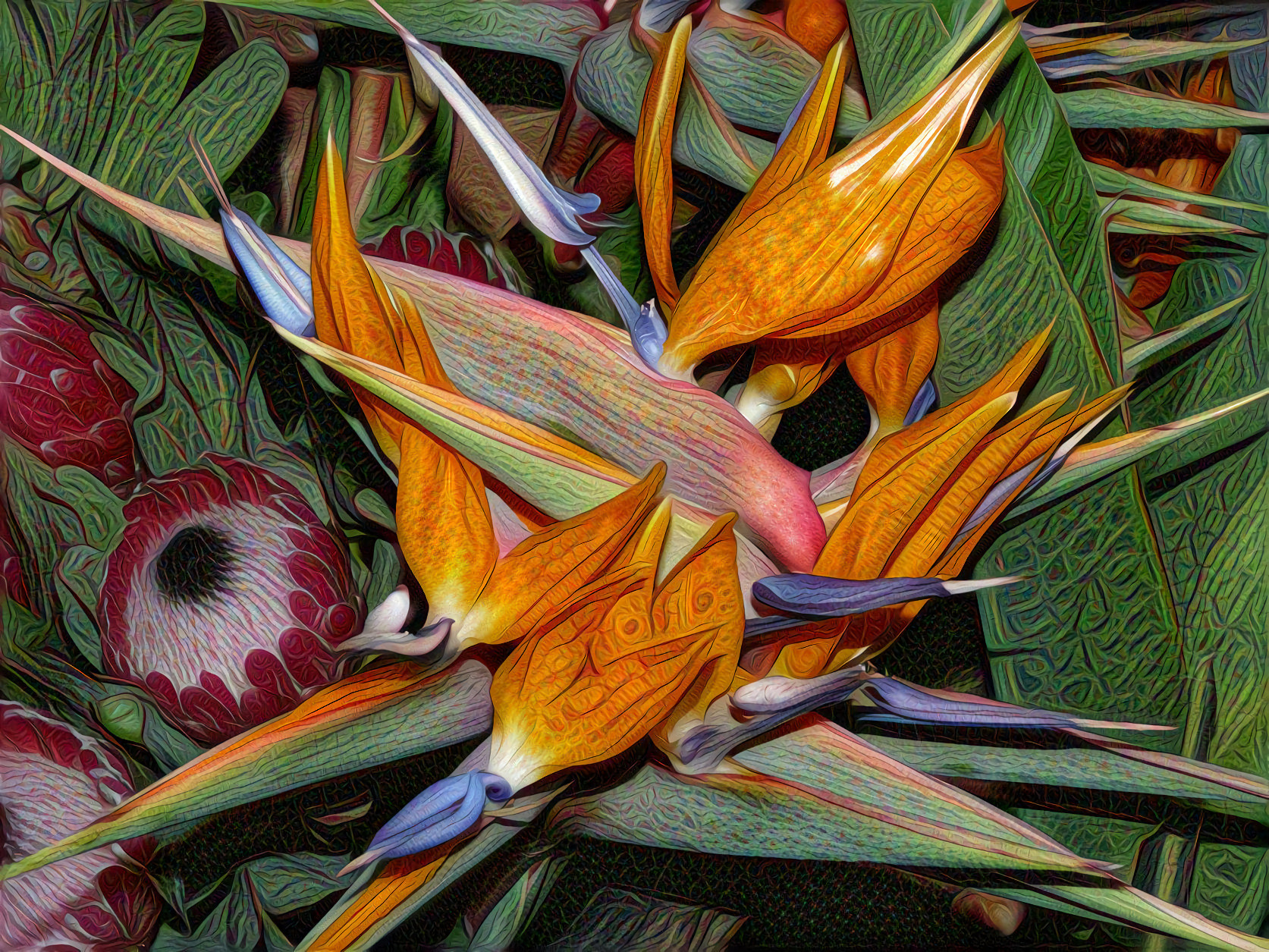 Tropical Flowers in the Garden