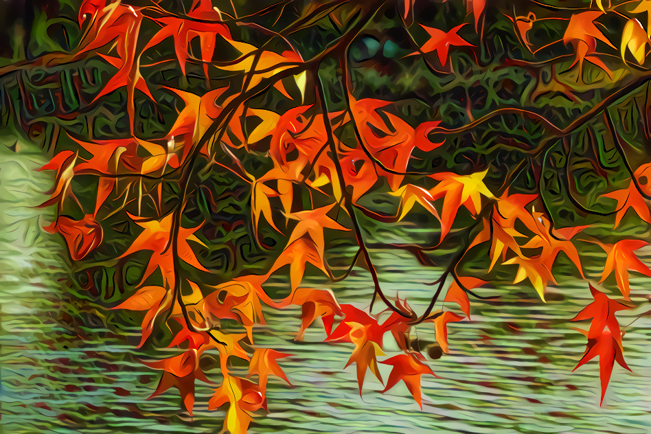 Autumn Leaves Over the Water