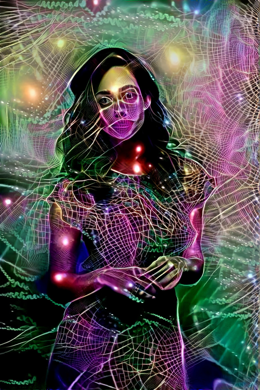 Emmy Rossum, space grid, purple, green