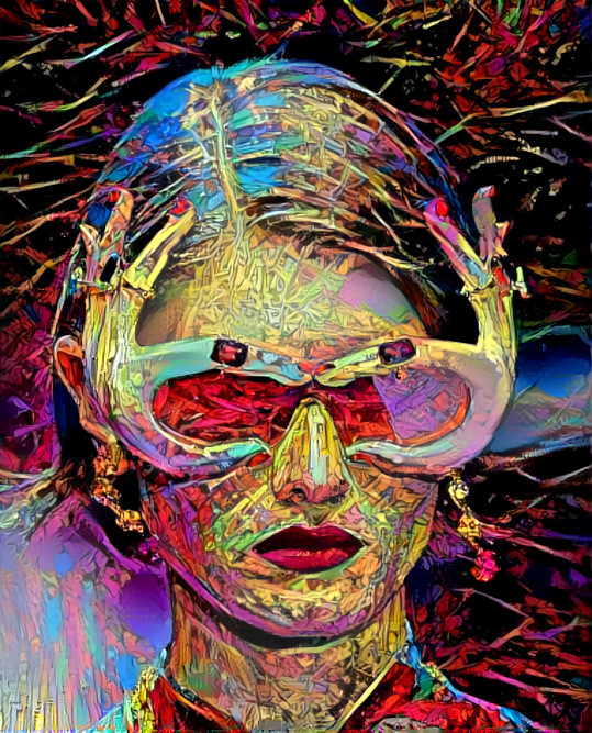 model wearing finger-glasses 