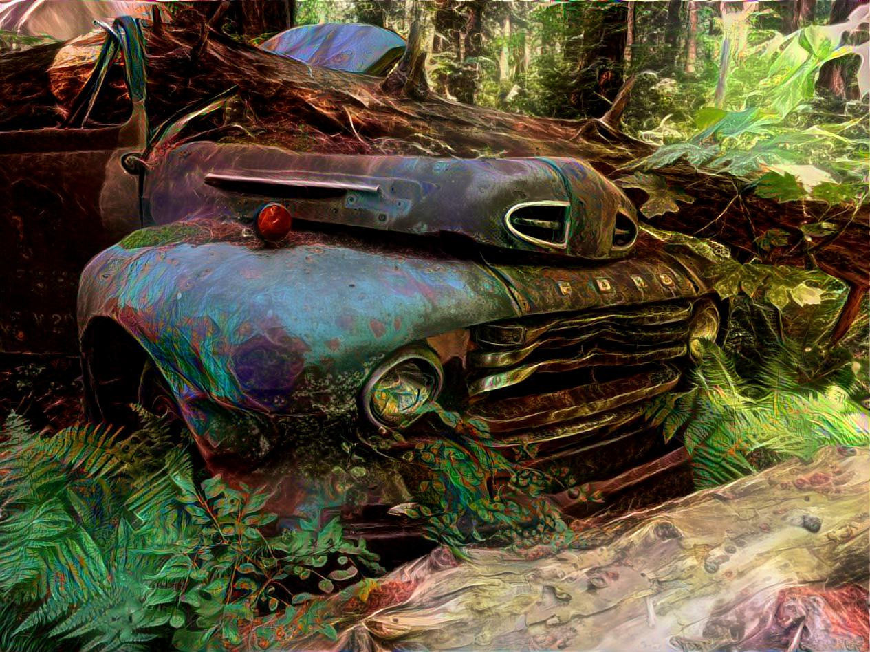 1950 Ford F100 crushed by tree