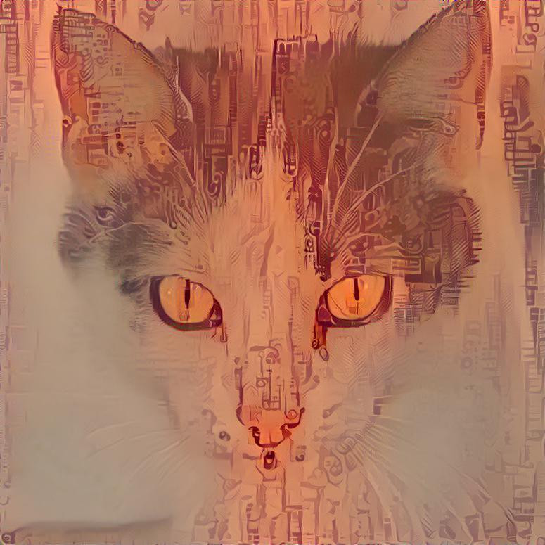 Style: Picture by Viscious-Speed (Pixabay) ; Photo: StyleGAN2 generated cat