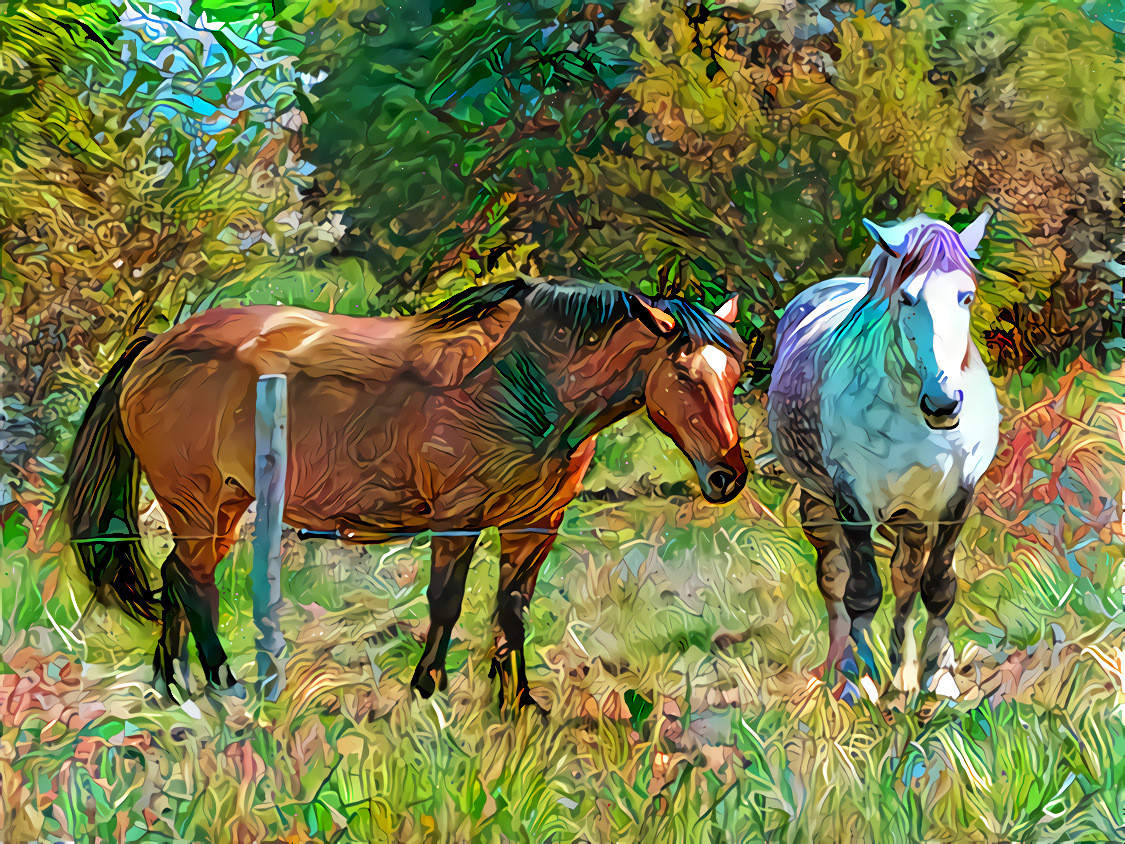 - - - - -  'Peaceful Summer Pasture' : Limousin France - - - - - - - - - - Digital art by Unreal - from own photo.