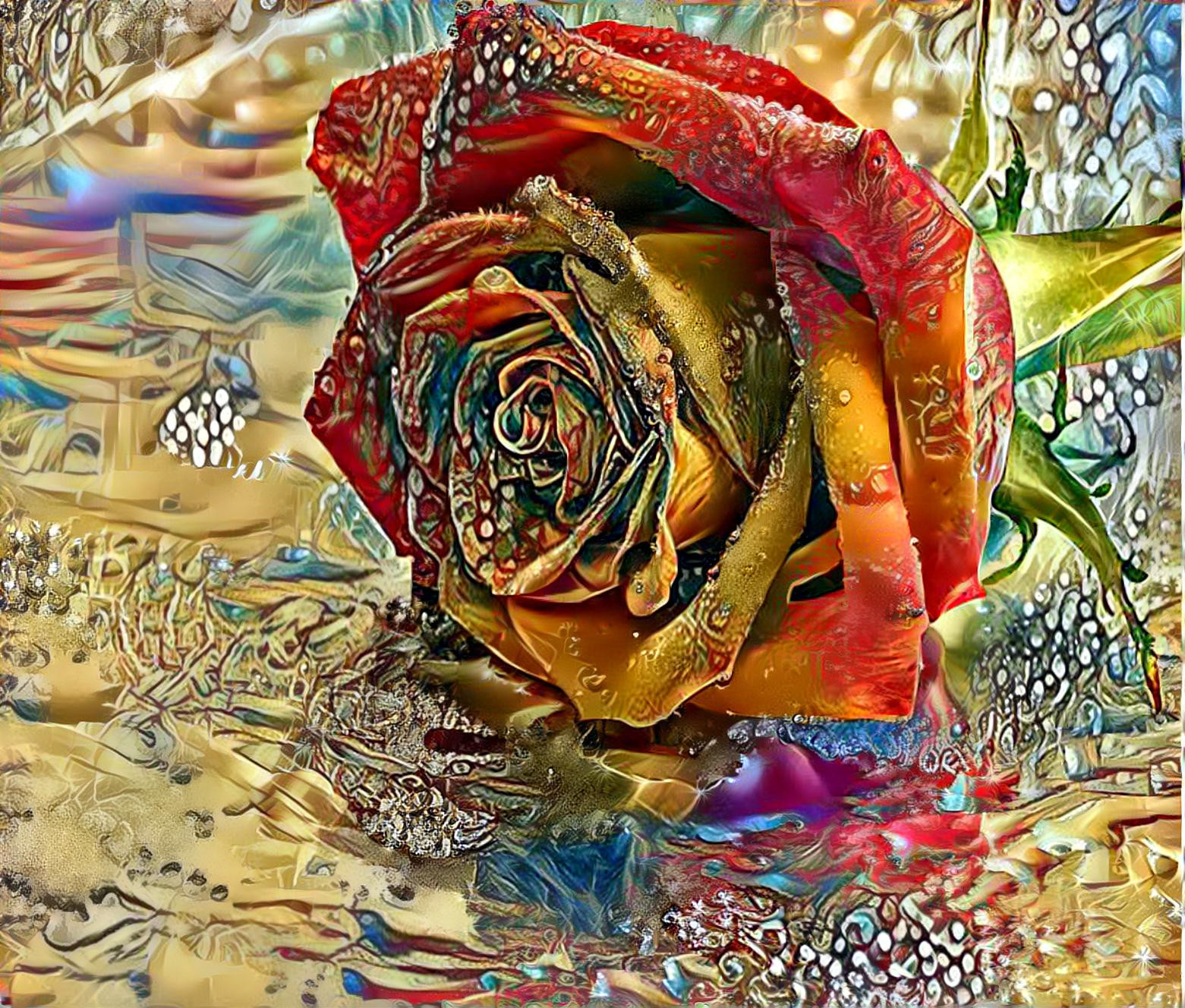 A Lone Rose In A Puddle