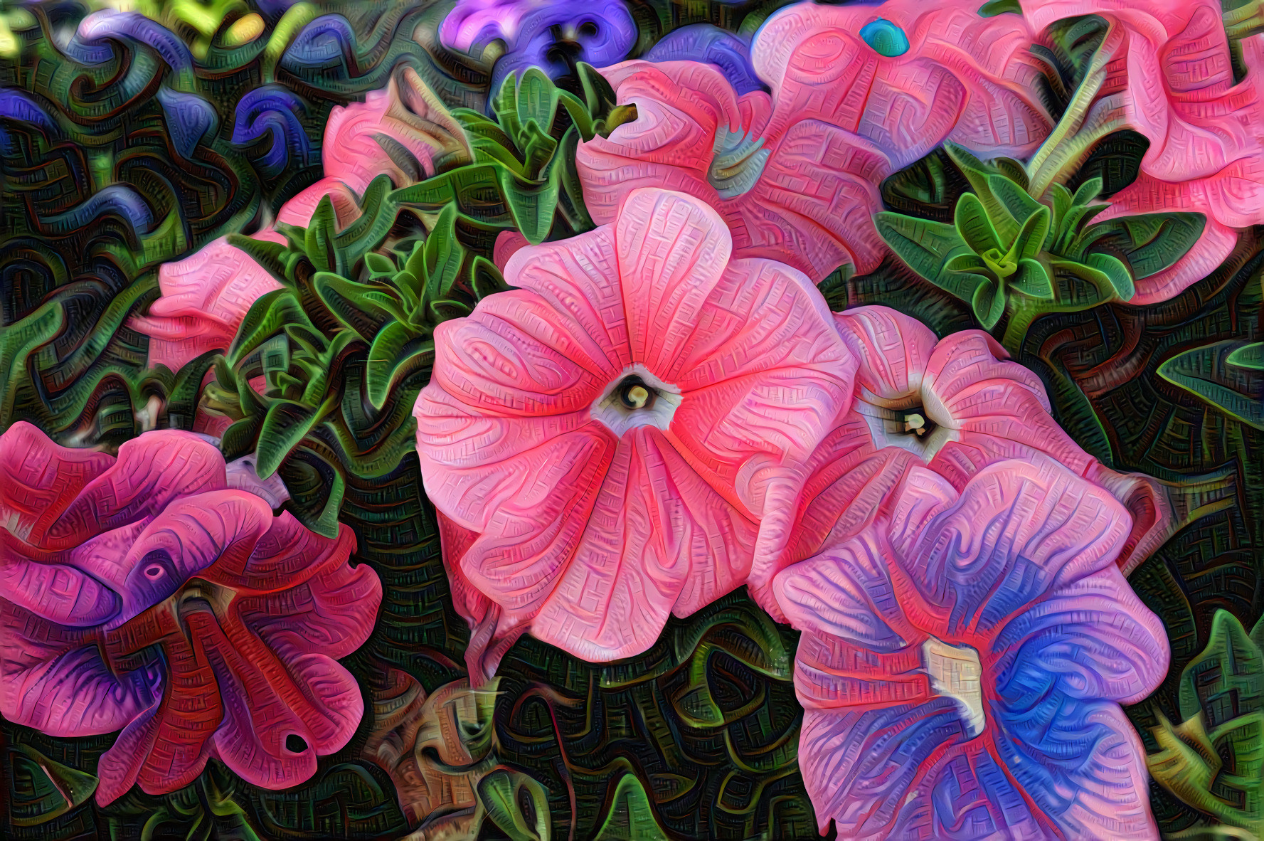 Tropical Flowers, Pink and Purple