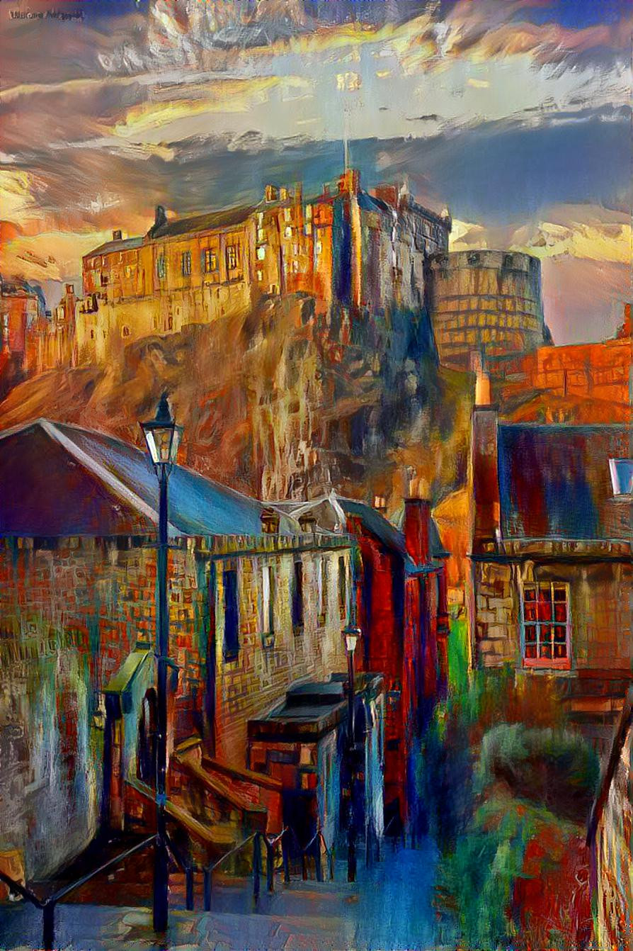 Edinburgh Castle seen from The Vennel