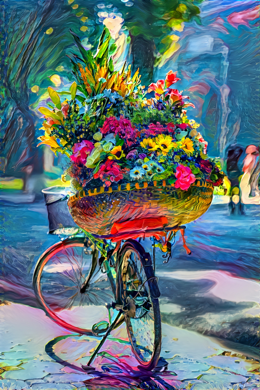 The bouquet and the bicycle.