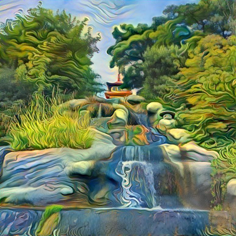 Pagoda and Waterfall