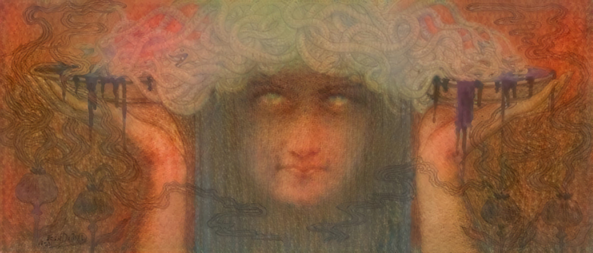 Medusa by Jean Delville + Hélène de Troie by Lucien Lévy-Dhurmer