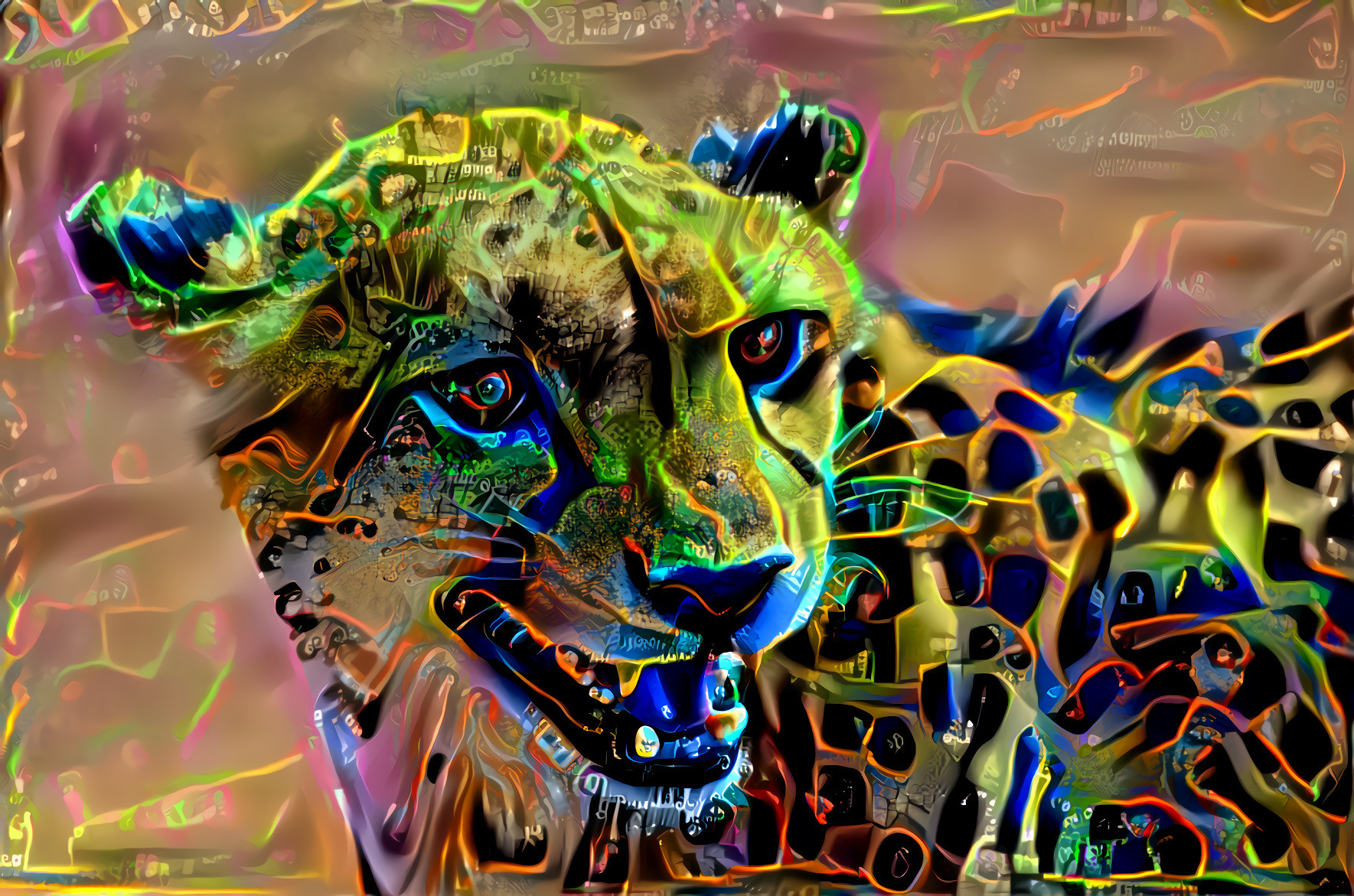 creepy neon cheetah