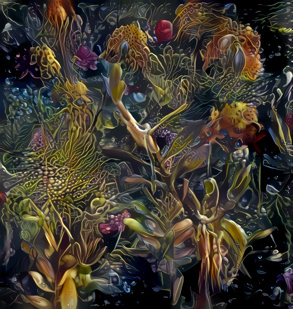 Underwater garden in the shade