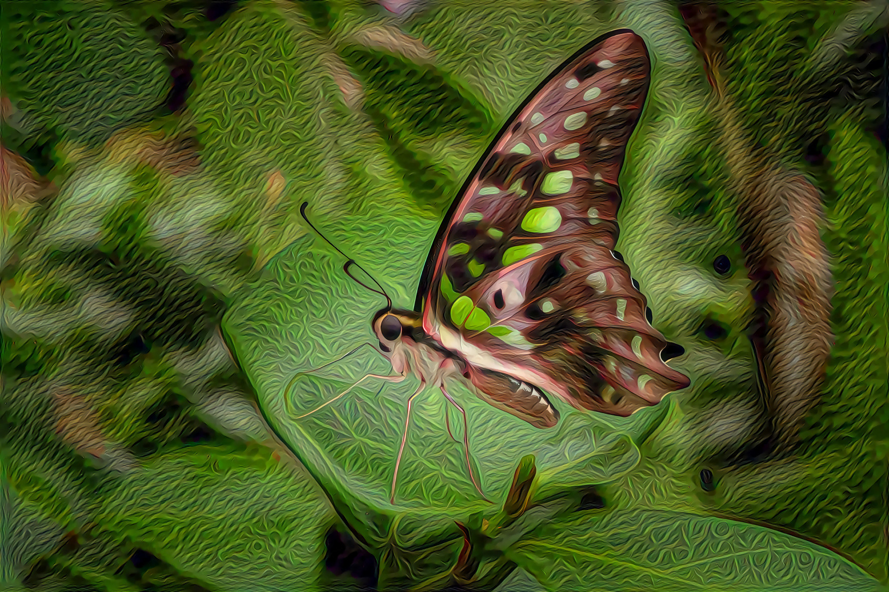 Tailed Green Jay Butterfly