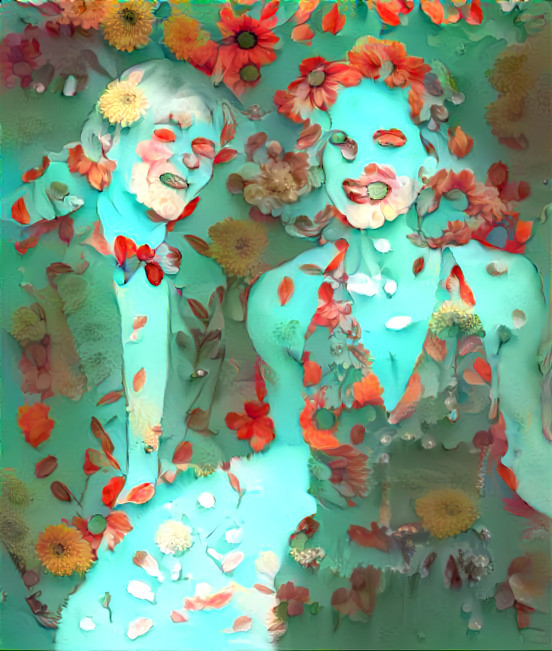 andy warhol and barbara allen, flowers on aqua bg