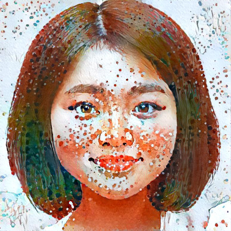 Orange splatter portrait: Ai Gen combined