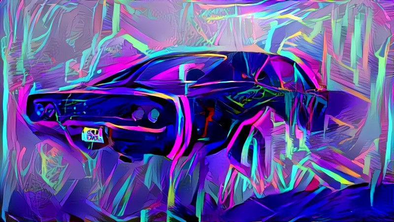 Neon Muscle Car