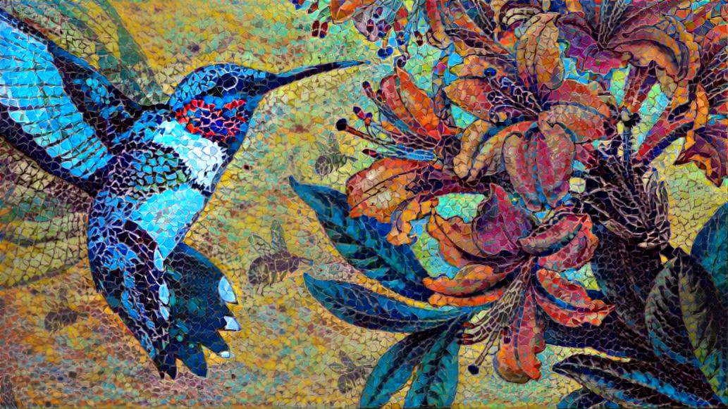 Mosaic of a hummingbird