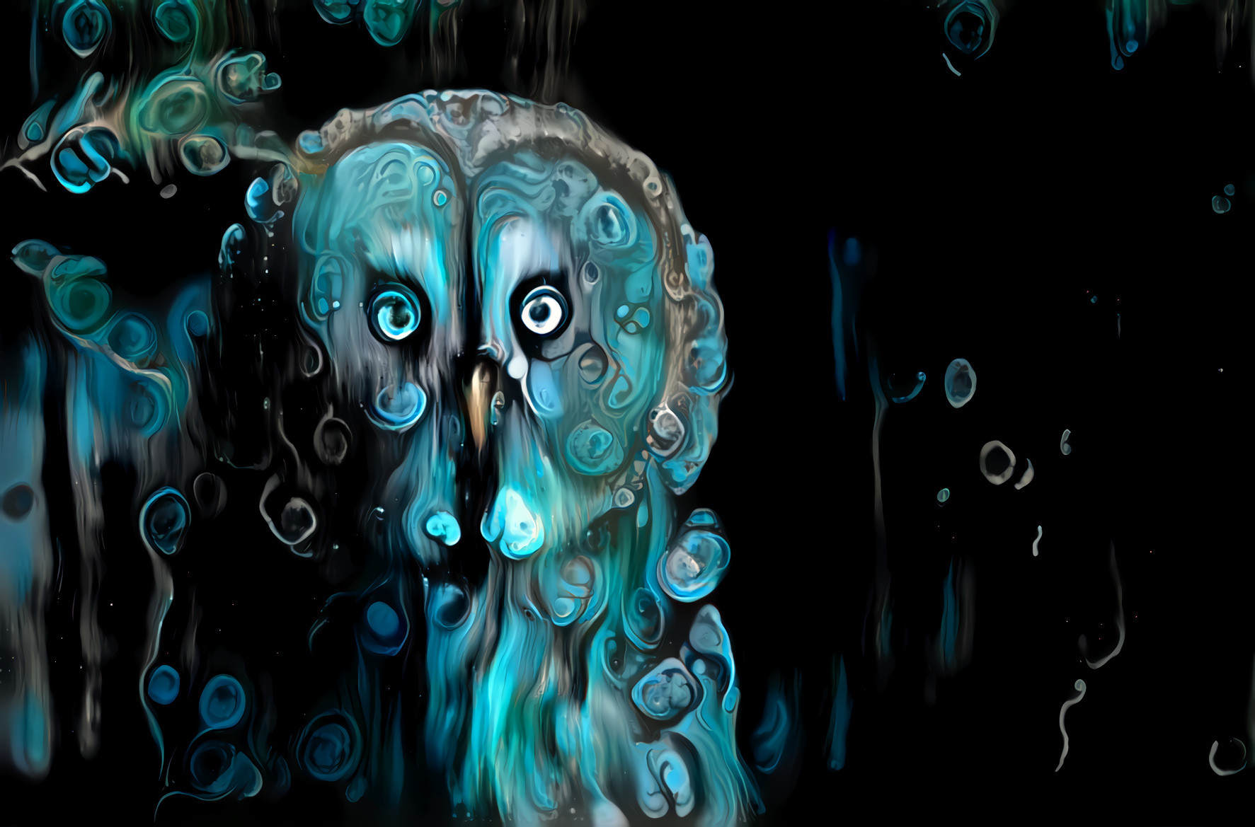 Rare Dripping Blue Owl IV (source: Alexas Fotos, pexels – filter: Paweł Czerwiński, unsplash) •