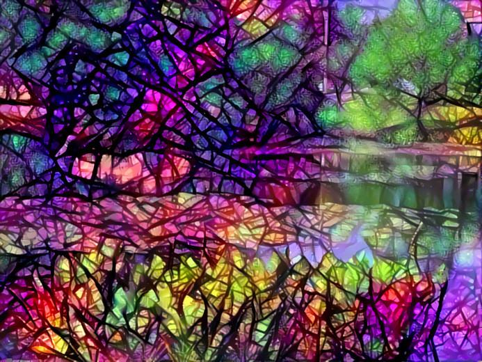 Stained glass park pond