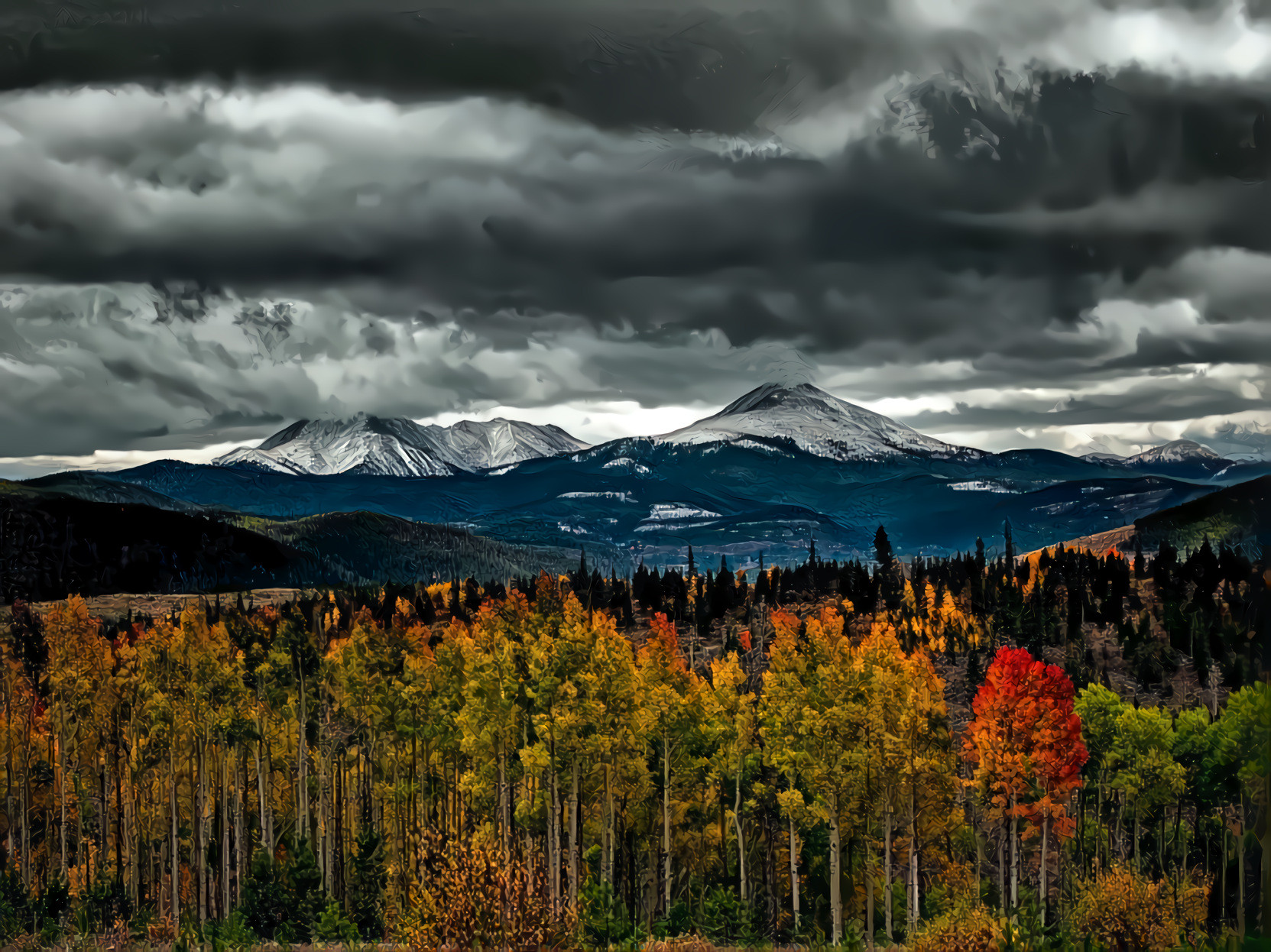 Colorado, Autumn Mountains and Snow