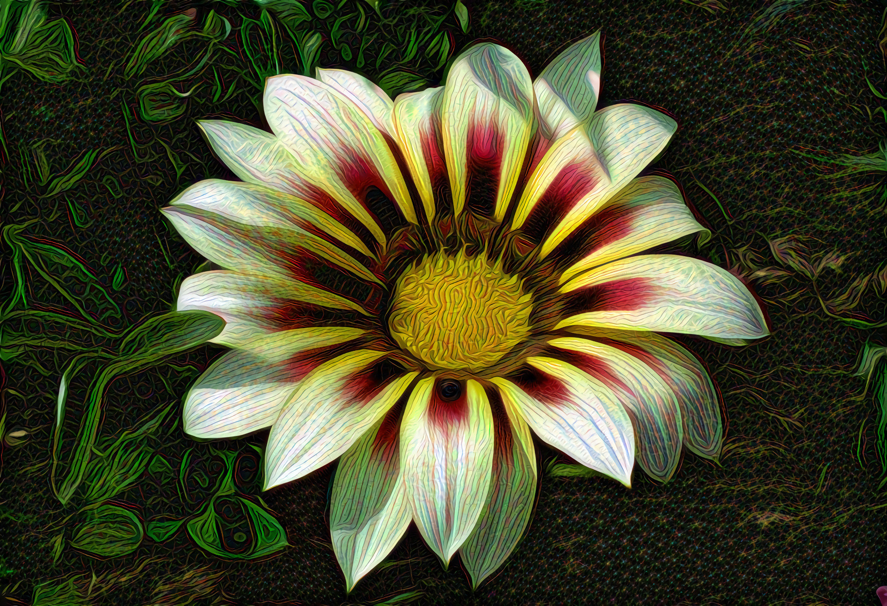 Gazania, white and red