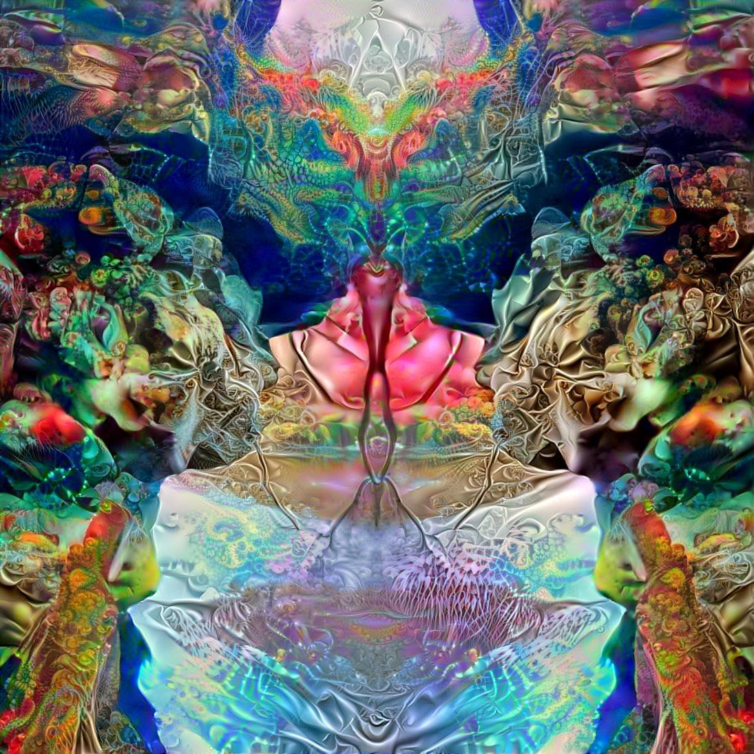 Wallace's cave mirror art deepdreamed 