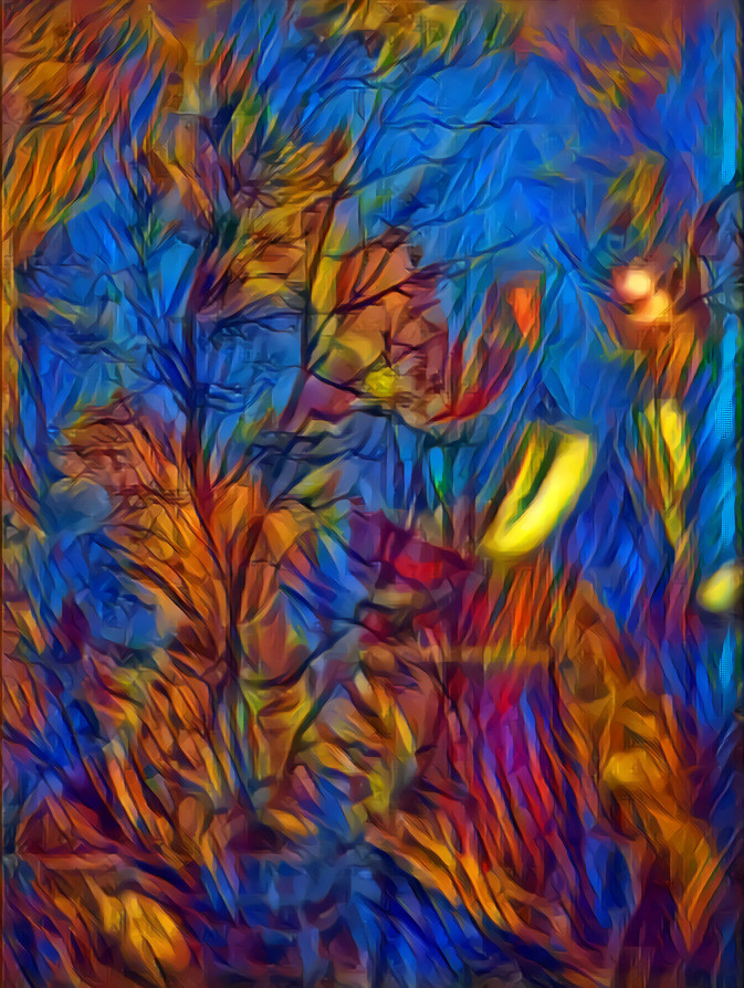 Warring Fire Spirits On Stained Glass