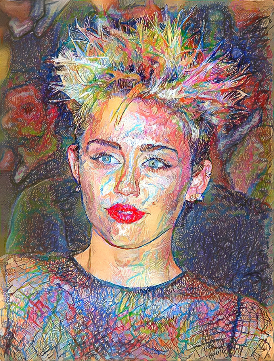 miley cyrus - colored pencils