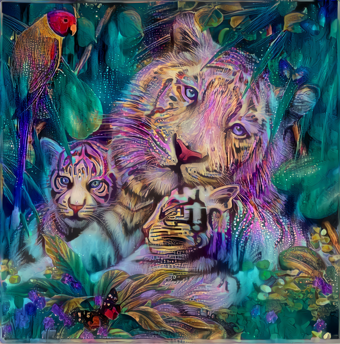 Lion and cubs