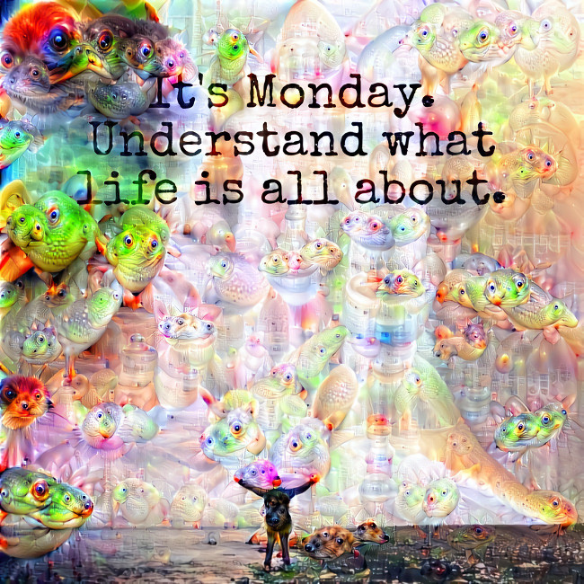 It's Monday. understand what life is all about.