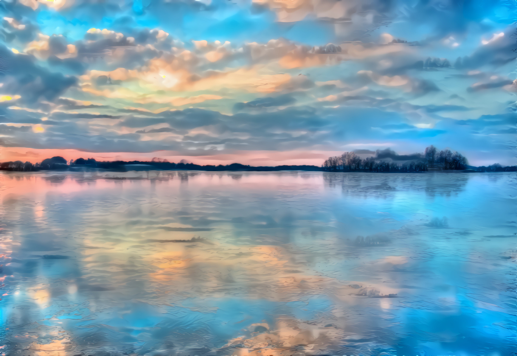 Frozen Lake, Sunset