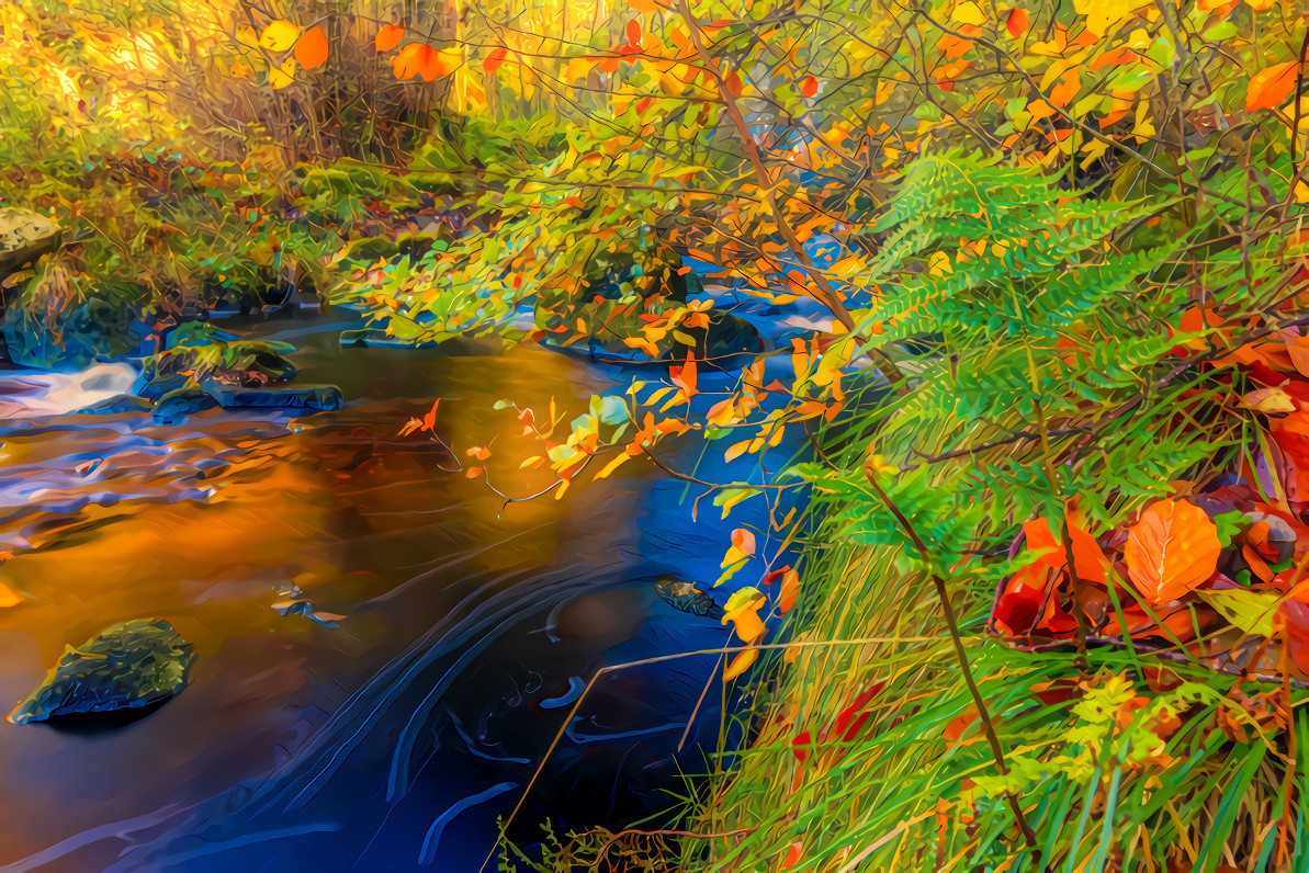 Autumn leaves by a river in Yorkshire