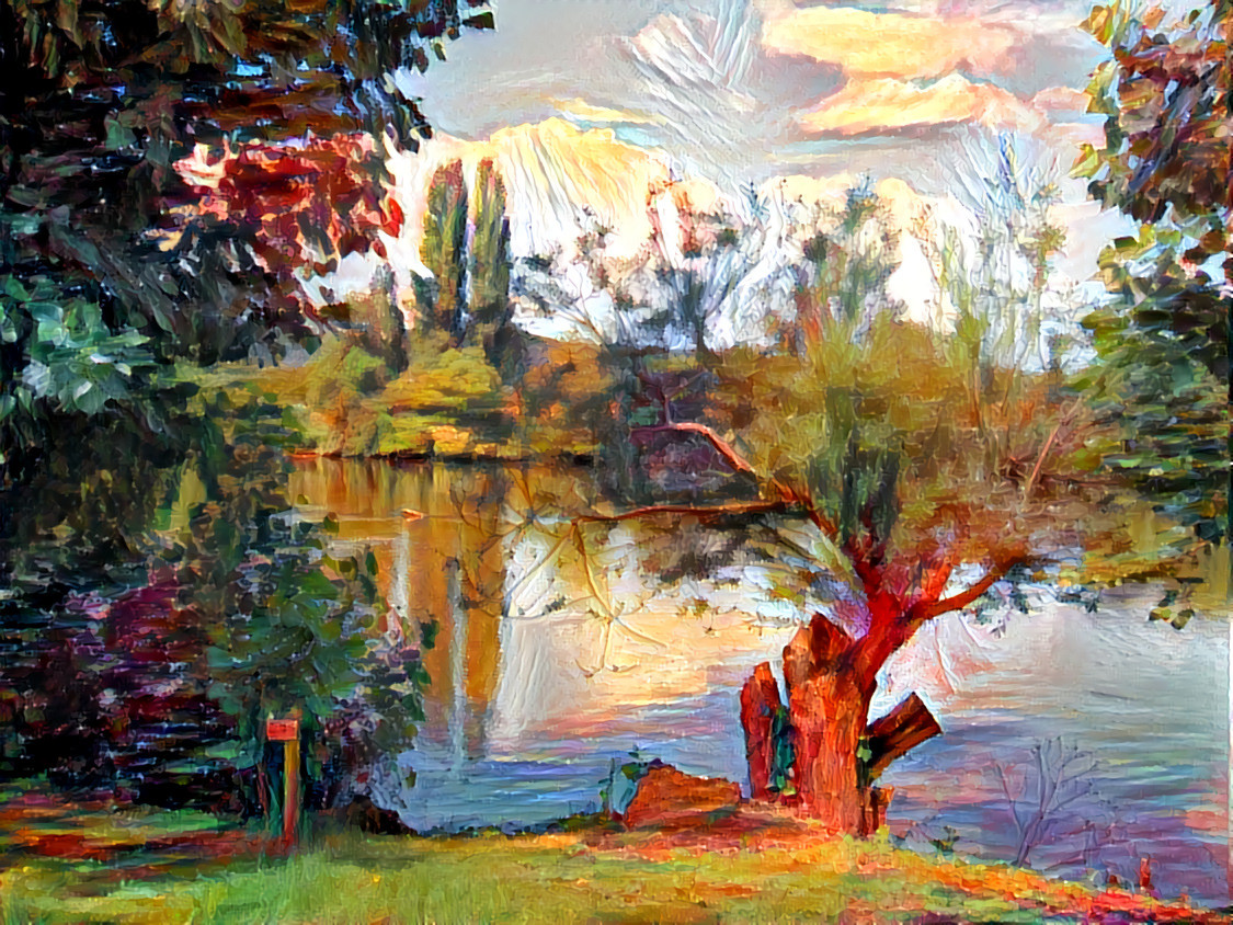 - - - - - 'Riverside' - river Lot, France - - - - - Digital art by Unreal - from own photo.