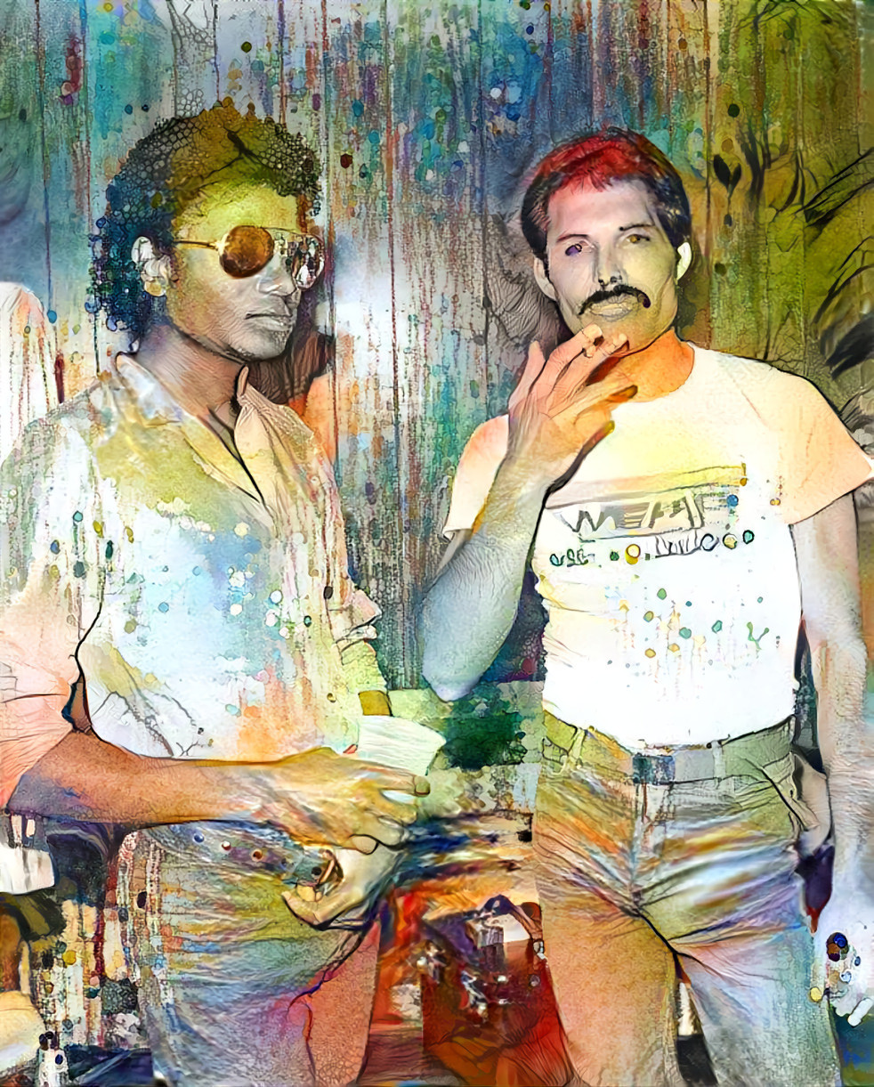 michael jackson & freddy mercury painting