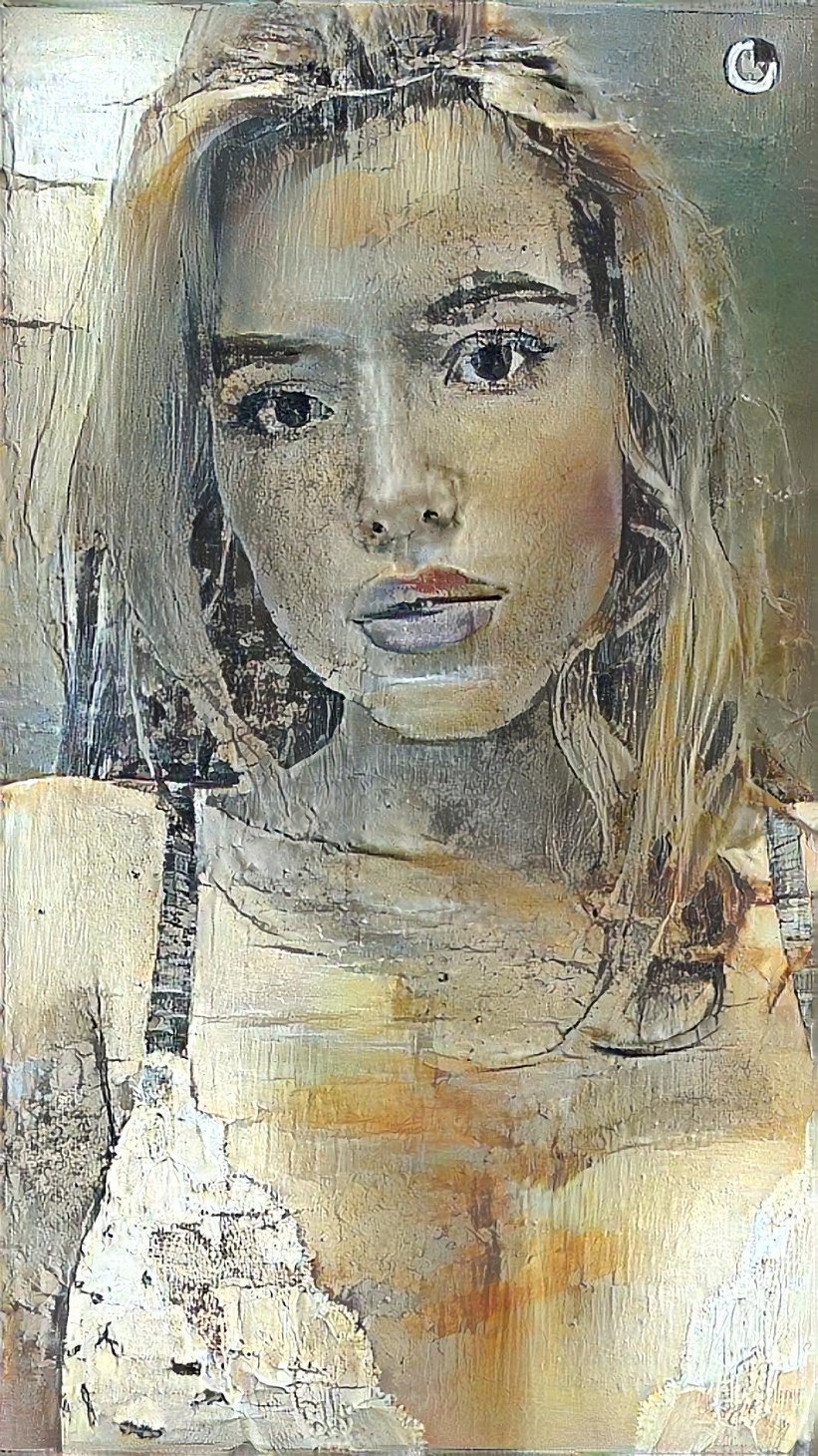 bella thorne ~ white, beige, grunge painting