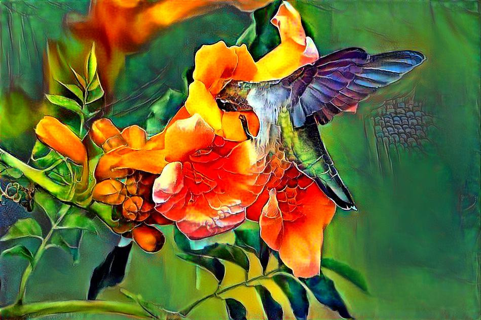 Hummingbird In Flower