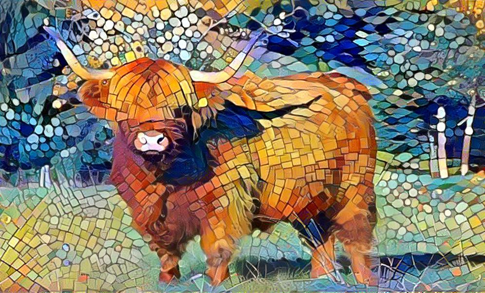 mosaic cow