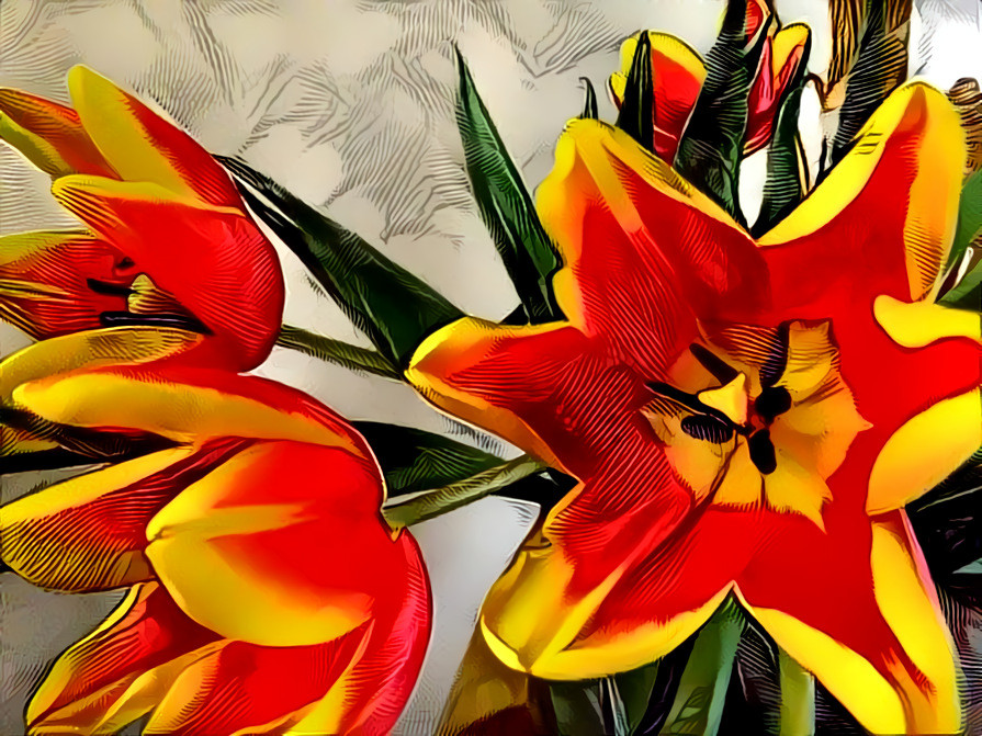 Yellow and Red Self-Care Tulips