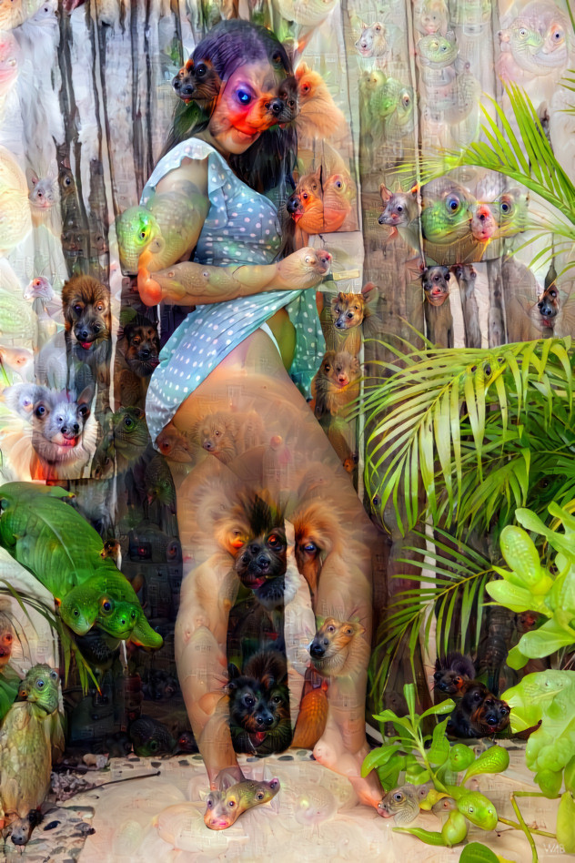 Beautyful Girl under the Natrural Shower with Art