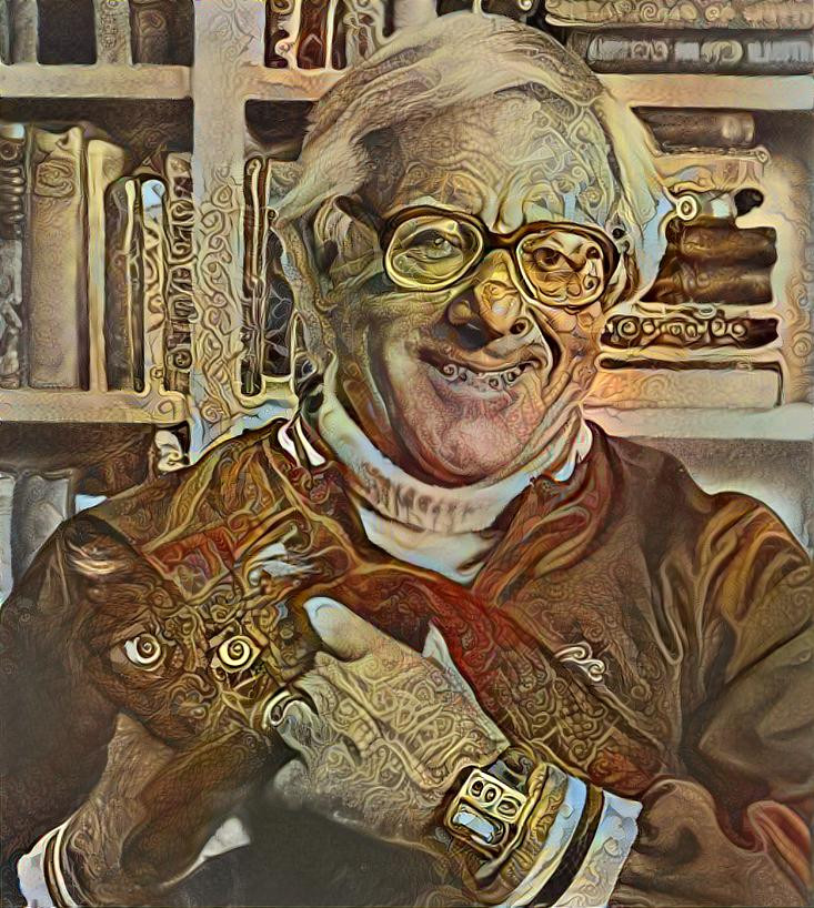 Ray Bradbury with cat