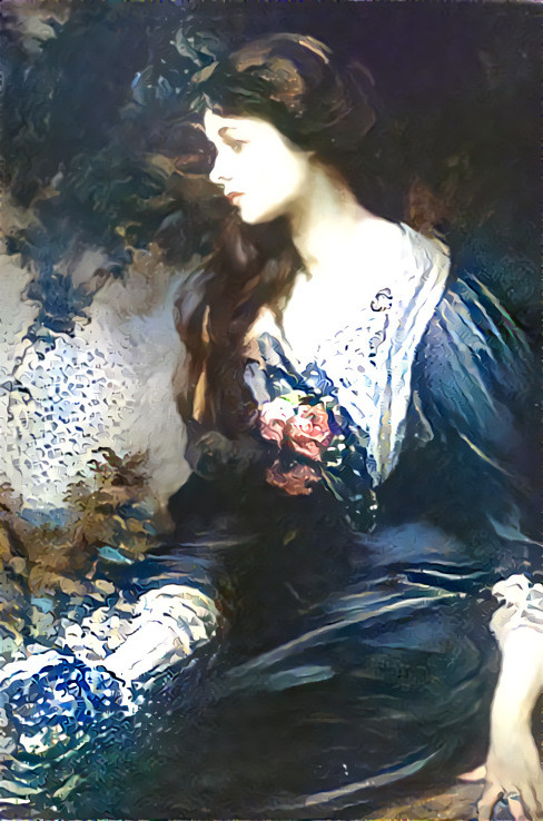 Lady Marjorie Manners by James Jebusa Shannon 1900 + La Grande Vague de Kanagawa by Hokusai