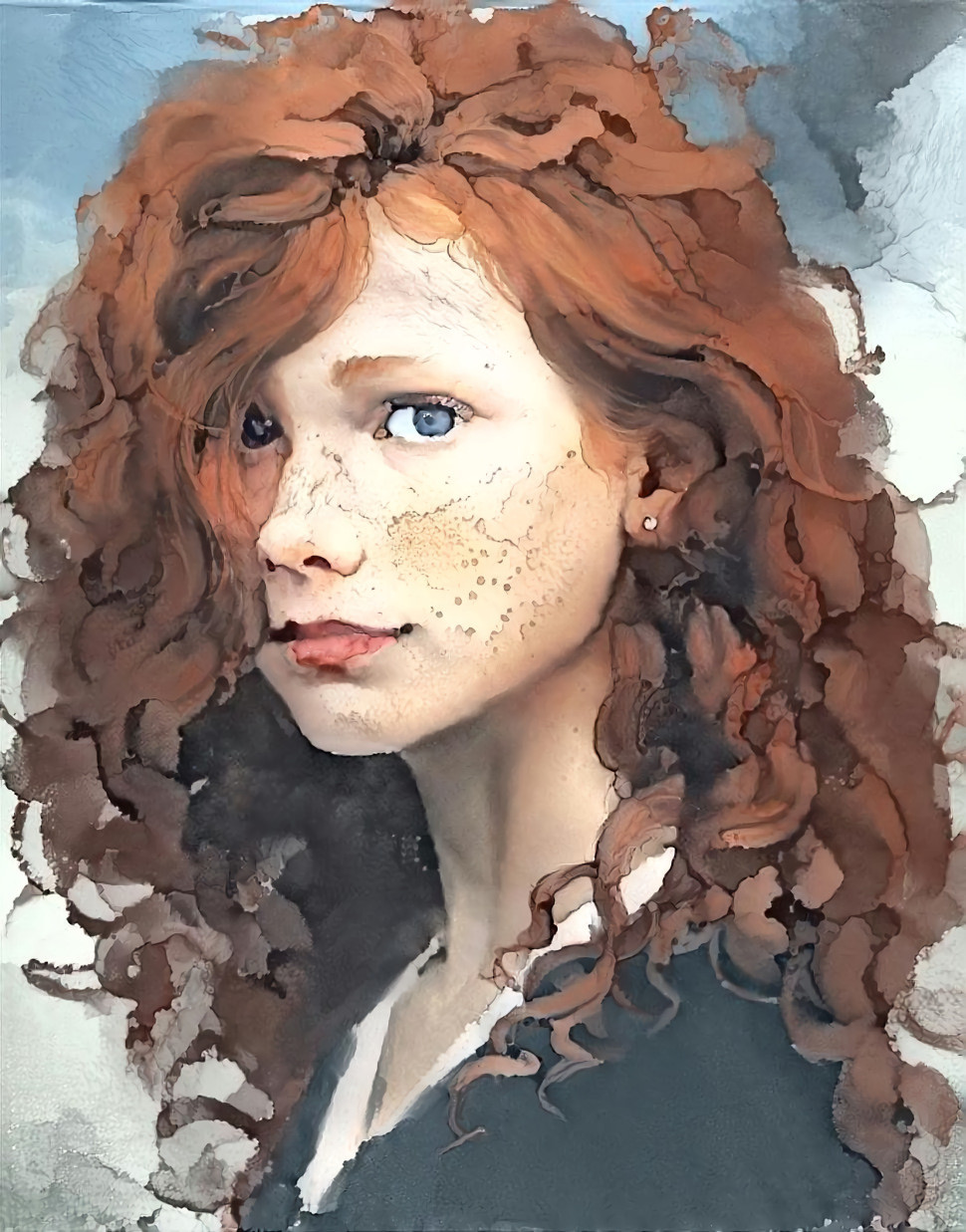 WATERCOLOR REDHEAD image courtesy of the art studios of mkw-no-ossan