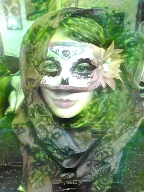 My wife in green