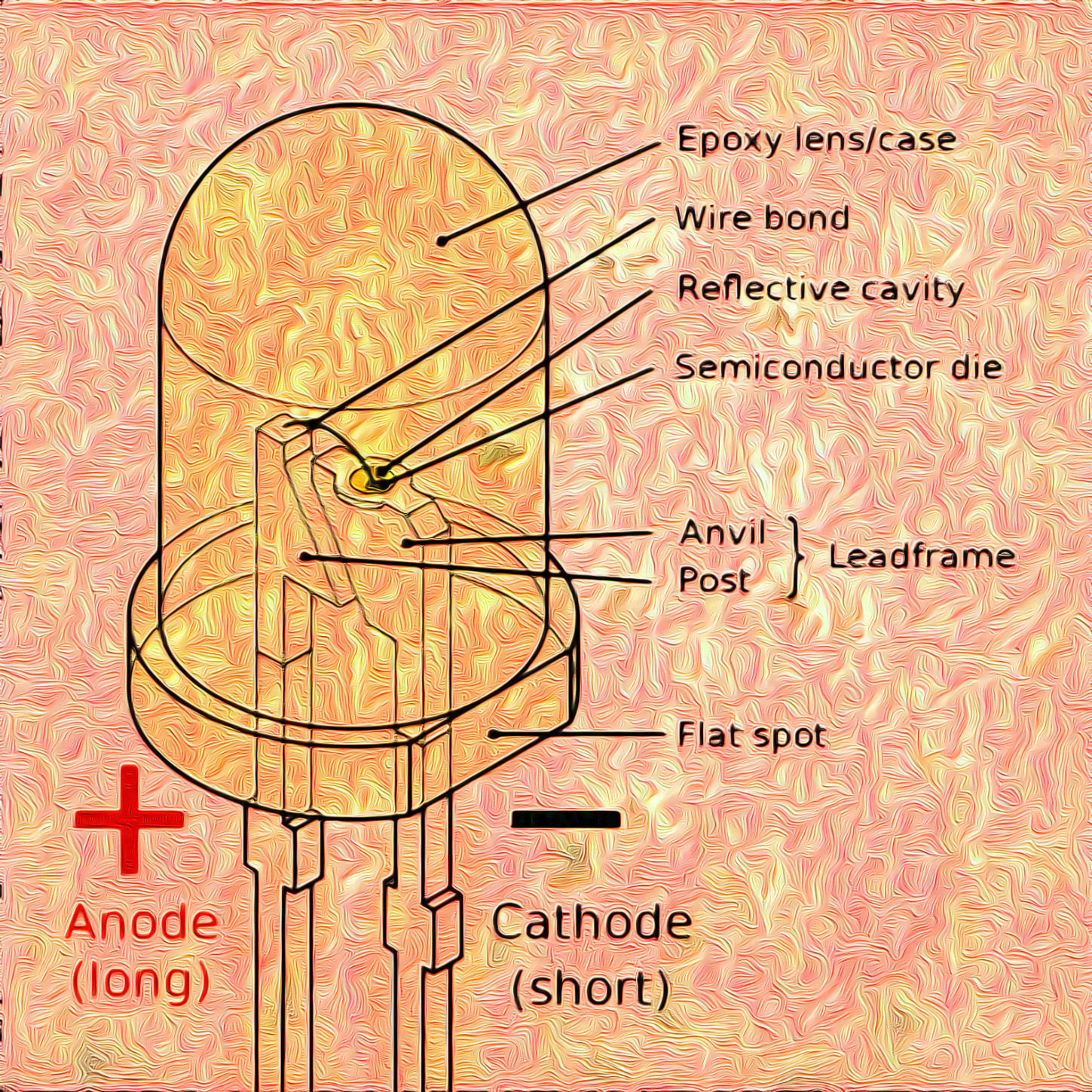 LED (Light Emitting Diode) ... a very cool light - 1962, Nick Holonyak, Jr. invented, LED semiconductor (diode) = electricity to light (without producing heat) i) https://en.wikipedia.org/wiki/Light-emitting_diode, ii)Video https://youtu.be/RHpo4wKo8pQ?t=1