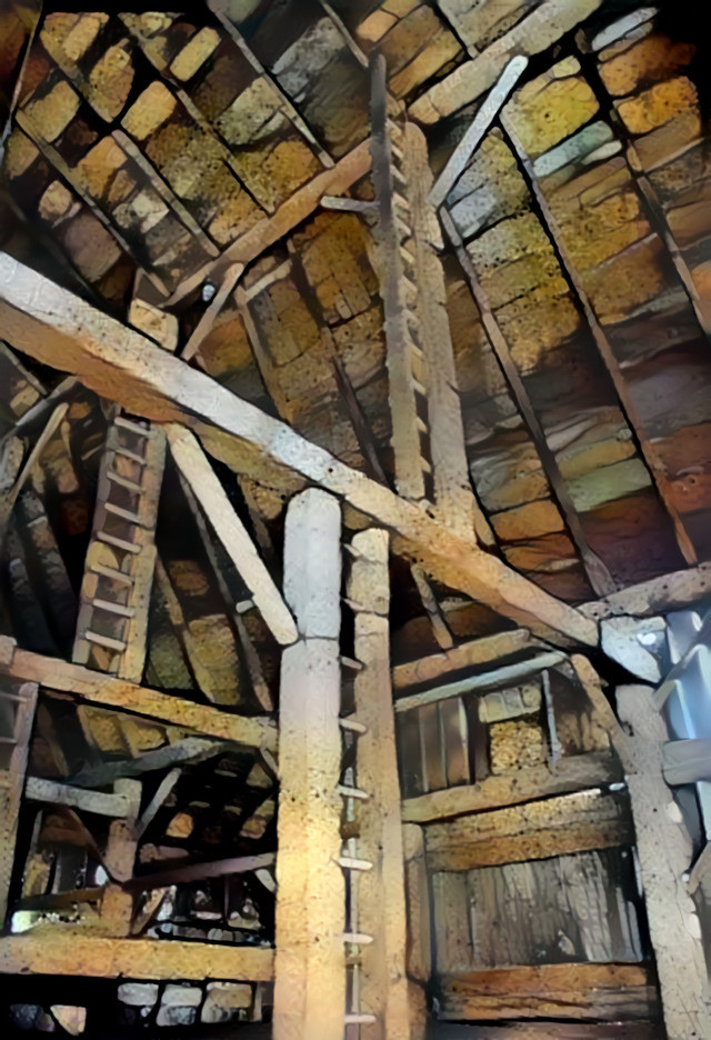 Ladders in the loft of a century barn