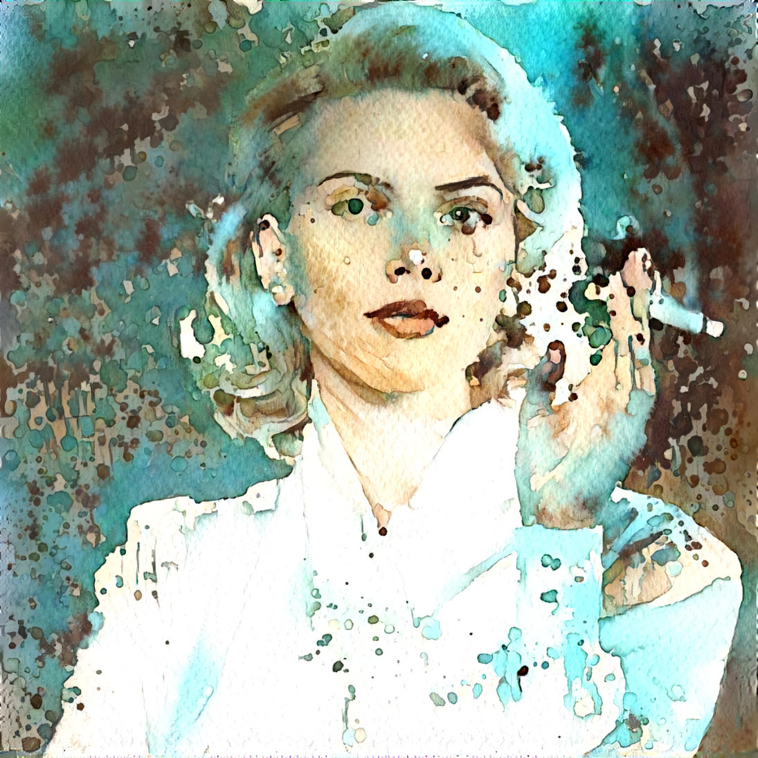 scarlet johansen smoking cigarette, watercolor