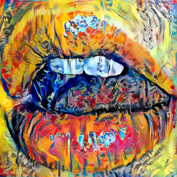 lips - yellow, orange, red, painting