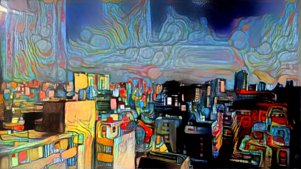 Hamra at dusk through Hundertwasser