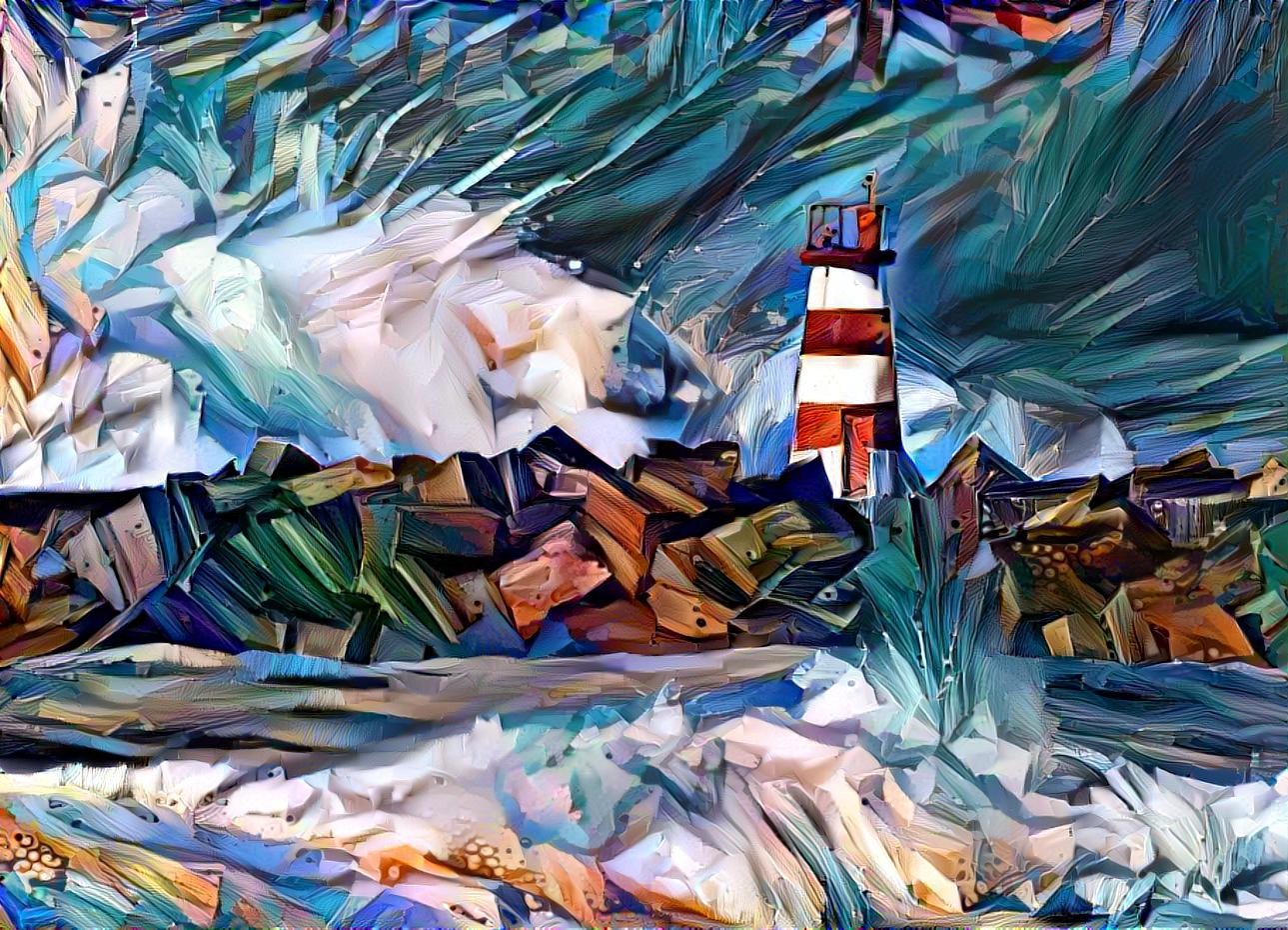 Lighthouse Storm (palette knife)